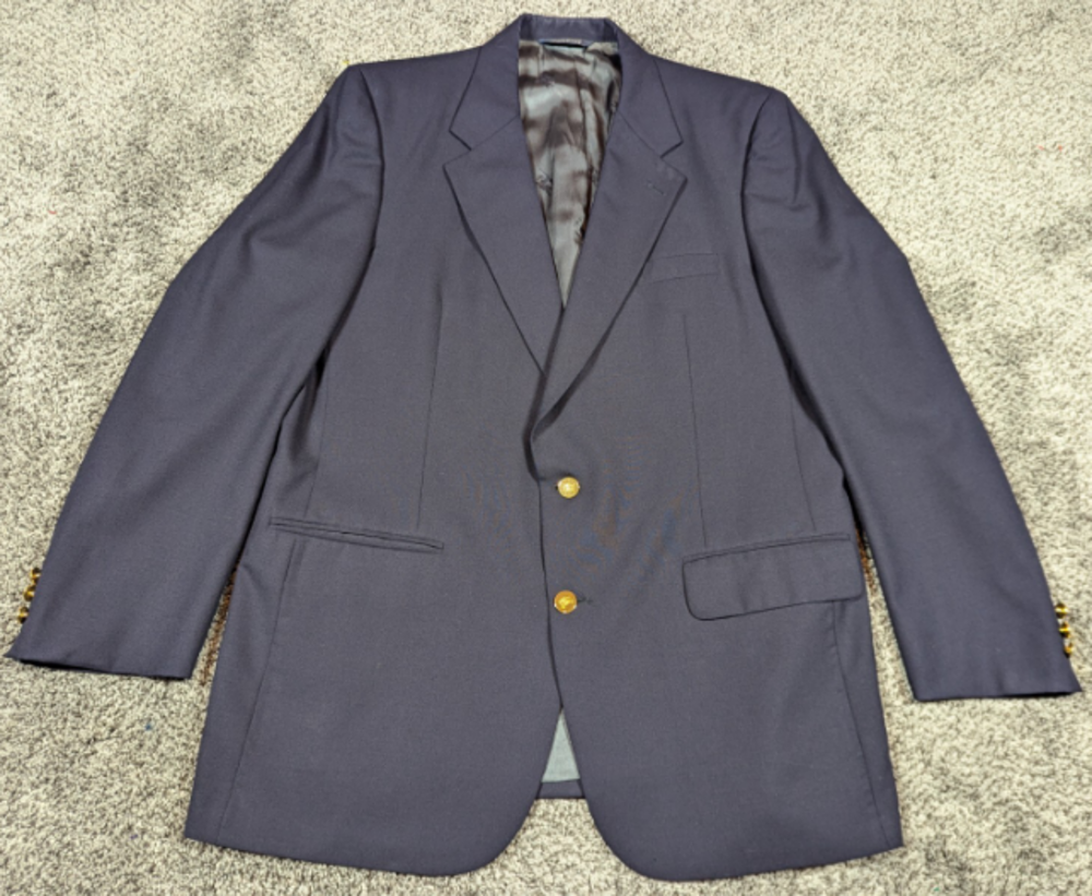 Vintage Burberrys Blazer Mens 44 Navy Blue Wool Gold Button Sport Coat USA 90s